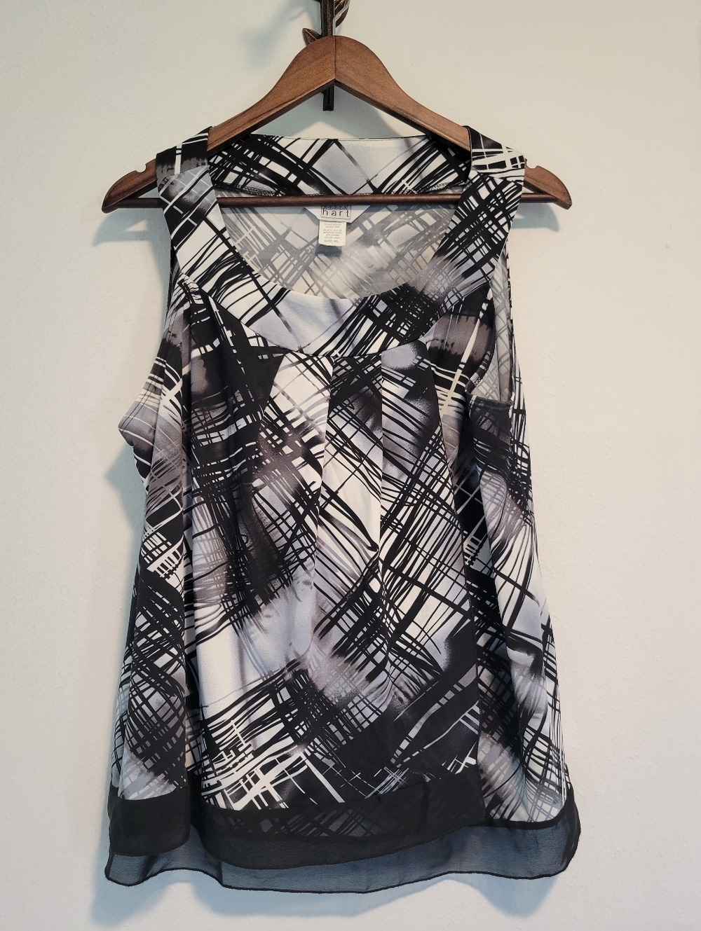 Women's K•E•R•E•N hart Pleated Sleeveless Top, Blue/Black, XL